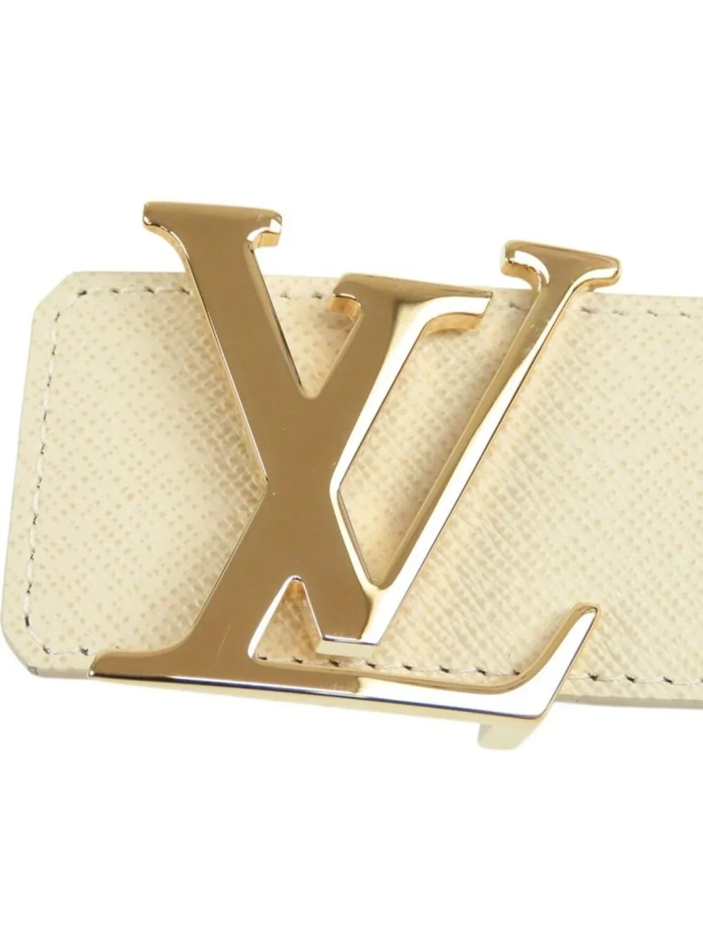 Louis Vuitton Ceinture LV Initial Ivory Damier Azur Canvas Reversible 100/40